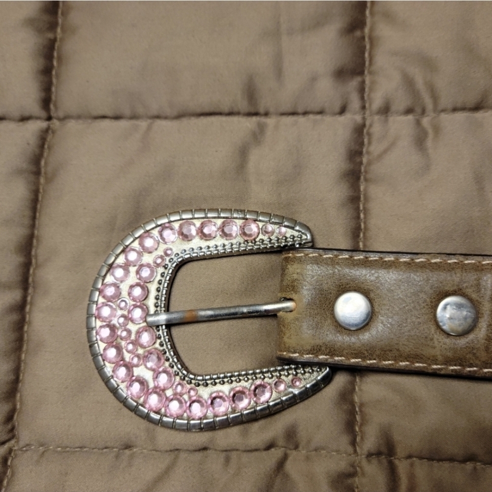 Blazin Roxx Women’s Belt Silver Buckle western pink rhinstones size 26‎